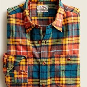 NWT J. Crew Midweight Flannel Workshirt / Medium / Plaid (Sunset)
